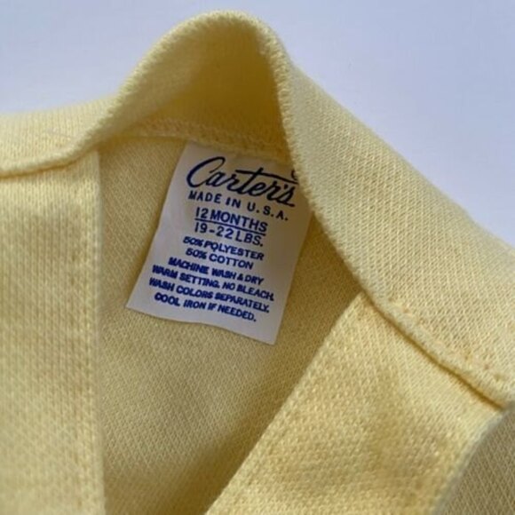 Vintage Infant Carter's One Piece Yellow Sunsuit Appliqued Bear Size 12m - Picture 3 of 4